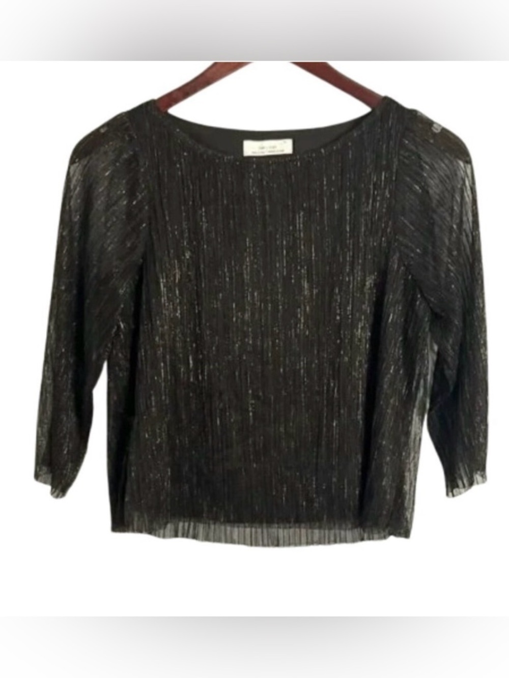 OAK + FORT - NWOT Shimmer Black and Silver Top - XS
